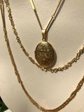 Gold Tone Multi Strand Layered Floral Motif Pendant Locket Flower Necklace Chain