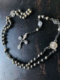 Antique Sterling Silver Religious Catholic Rosary Jesus and Mother Mary