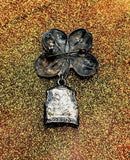 Vintage Sterling Silver Luck 4 Leaf Clover Irish Vest Pin