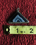 Vintage Unique Sterling Silver 925 Blue Agate Stone Triangle Pendant