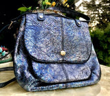 Designer Lodis Blue Silver Metallic Shimmer Rare Crossbody Purse Bag