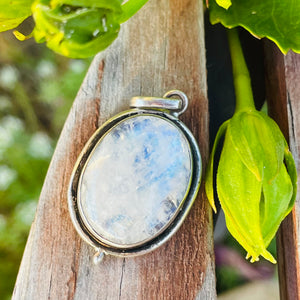 Vintage Sterling Silver 925 Large Oval Moonstone Moon Stone Pendant Charm 7.6g