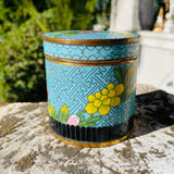 Cloisonne Vintage Chinese Asian Enamel Floral Trinket Ginger Jar Container w Lid