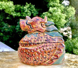 Rare Antique Dragon Teakwood Hand Carved Wood Stash Snuff Trinket Box