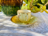 Vintage Signed Chinese Floral Yellow Flower Tea Cup And Saucer Plate