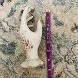 Vintage Porcelain Bridal Bouquet Gold White Pink Floral Mannequin Hand Art Vase