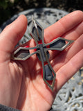 Chunky Vintage Sterling Silver 925 Red Coral Crucifix Cross Pendant 33.2g