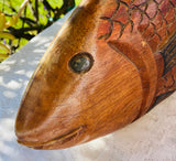 Vintage Hand Made Large Wooden Fish Decor Wood Art Carving Decor Sea Figure