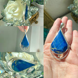 Vtg Sterling Silver 925 Lapis Lazuli Blue Stone Reuleaux Triangle Pendant 20g