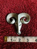 Rare signed Pierre Cardin Vintage Modernist Ram Head Silver Tone Brooch Pin