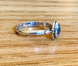 Sterling Silver 925 Blue Moonstone / Labradorite Marquise Eye Stone Ring 8