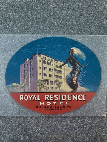 Royal Providence Hotel Bukavu lac Kivu Congo Belge Luggage Label Sticker Rare