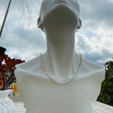 Vintage Signed G Silver Gold Over Silver Fresh Water Pearl Necklace