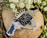 Silver Tone Black Crown Gun Pistol Sexy Woman Belt Buckle