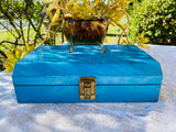 Vintage Blow Torch Kit Set in Blue Teal Turquoise Tone Tin Lock Box