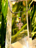 Square Princess Cut Stone Sterling Silver 925 Italy Cross Pendant Necklace 3.5g