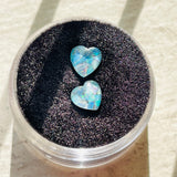 Mosaic Loose Blue Fire Opal Heart Shape Gem Cabochon Set of 2 Gems 6.15mm