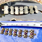 Vintage Mexico Sterling Silver 925 Amethyst Gem Stone Link Cluster Bracelet 46g
