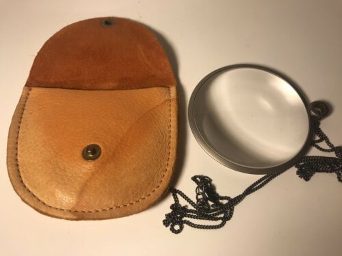 Vintage Santa Cruz The Mystery Spot CA Magnifying Glass Necklace/chain With Case