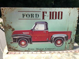 Vintage Ford F-100 Truck Ford Motor Company Metal Sign