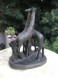 Vintage 3 Giraffe Austin Prod Inc 1972 13" tall Signed Figurine Art Sculpture Giraffes