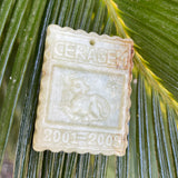 Vintage Jade Tone Carved Chinese Calendar Ceragem 2001-2009 Birth Pendant Amulet