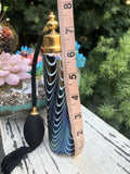 Antique Golden Crown Perfume Atomizer Colorful Iridescent Art Glass Tall Bottle