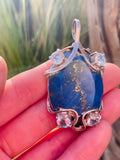 Vintage Sterling Silver 925 Lapis Lazuli Large Aquamarine Gemstone Pendant 21.4g