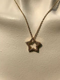 Dainty Gold Tone White Clear Stone Rhinestone Hollow Star Necklace
