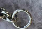 Sterling Silver 925 Italy Signed Han Circle Charm Link Toggle Bracelet
