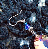 Beautiful Aurora Borealis Colored Stone Silver Tone Drop Hook Pierced Earrings