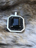 Vintage Designer STS Sterling Silver 925 Faceted Black Onyx Gem Stone Pendant