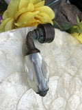 Antique Art Nouveau Ornate Verdigris Copper Metal Faceted Crystal Faucet Handle