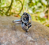 Signed Bear Claw Sterling Silver 925 Flower Blossom Floral Feather Ring Size 6.5