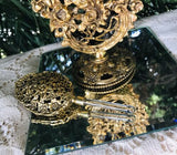 Vintage Signed Stylebuilt 24k Gold Plated Gilt Filigree Ornate Perfume Bottle