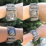 Antique Sterling Silver Ornate Filigree Panel Bracelet Rare