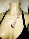 Sterling Silver 925 Red Rhinestone Cross Necklace