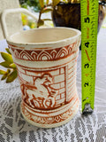 Vintage Artist Signed Ceramic Pottery Roman Chariot Scene Drinking Art Decor Cup
