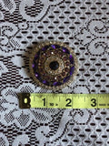 Vintage Signed Monet Purple + Pink Rhinestone Round Brooch Pin