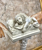 Antique European White Painted Stone Lion Statue Figurine vintage Art Decor