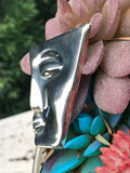 Taxco Sterling Silver 925 TC-66 Mexico Modernist Face Vintage Pin Brooch
