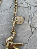 Vintage Designer DC Metal Gold Tone Elephant Link Ladies Fashion Accessory Belt