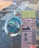 Vintage Sterling Silver Mexico 925 Abalone Shell Turtle Pendant