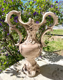 Italy Capodimonte Porcelain Flower Hand Painted Centerpiece Floral Vase w Handles
