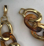 Kenneth Jay Lane KJL Gold Plated & Faux Tortoiseshell Chain Link Necklace