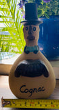 Vintage Unique Handmade Clay Cognac & Man w Top Hat Decorative Vase
