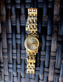 Gold Tone Gucci Roman Numerals Quartz Japan Ladies Wrist Watch