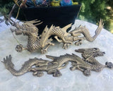 Vintage Antique Brass Dragon Art Plaques Set of 2