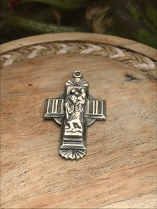 Vintage High Relief Sterling Silver 925 GF Catholic Cross Crucifix Charm Pendant