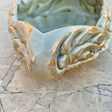 Vintage Floraline Florence Ceramics Pasadena CA Teal Gold Tone Decorative Bowl